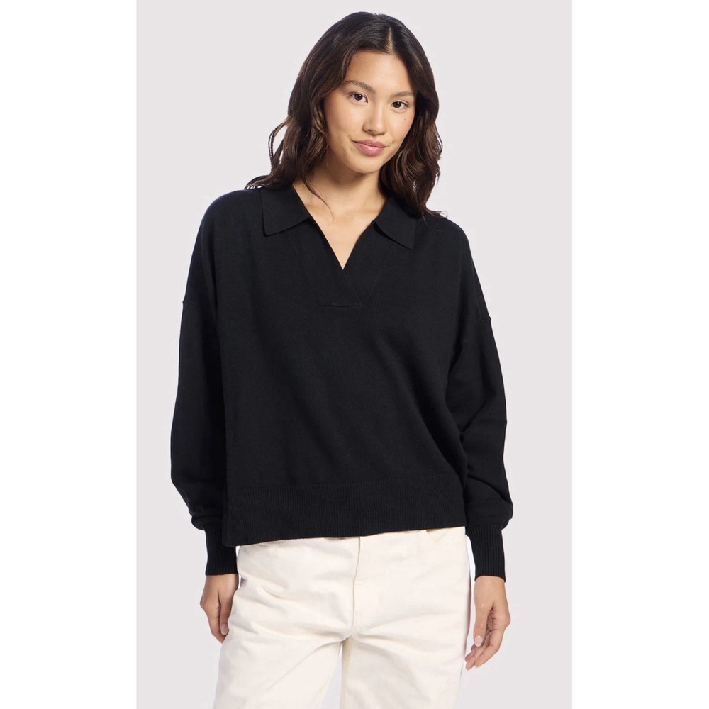 Nuuds Knit Polo‎ Sweater Women's Black Size Medium